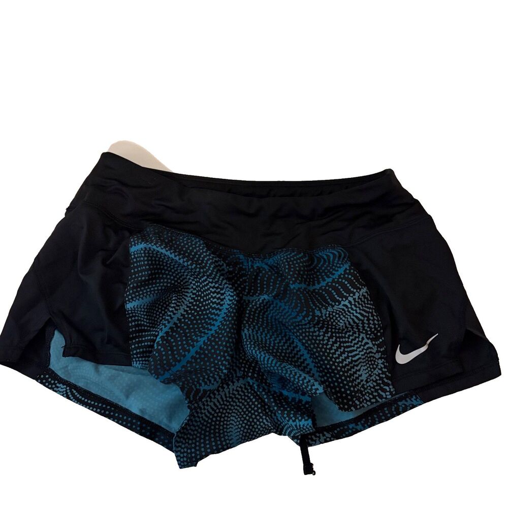 Nike Dri-Fit Shorts Women's Small Blue Printed Pull On Lined Drawstring Active